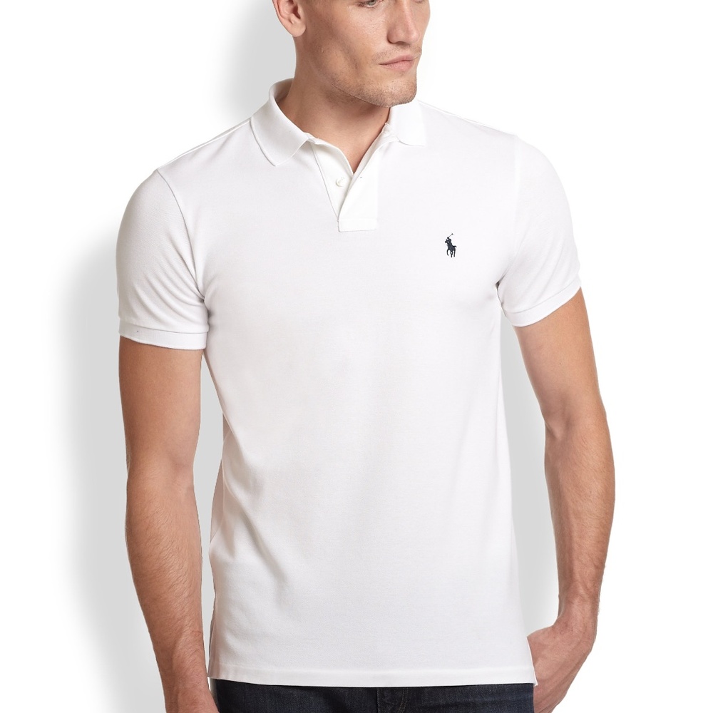 Men's White Custom-fit Cotton Mesh Polo